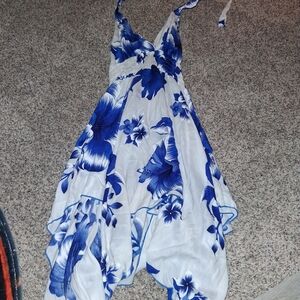 Floral Blue and White Women's Dress
